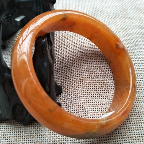 10% OFF- 57/58/59mm Certified Natural Yellow Red Jadeite Emerald A*Jade HandCarved Bangle W558