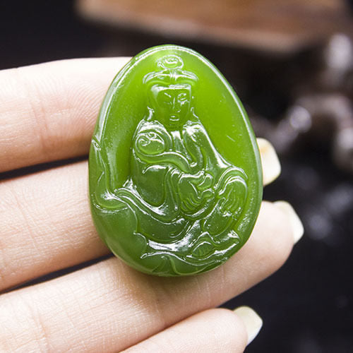 10% OFF- Certified Natural Jadeite Emerald Jade Guanyin Pendant《Grade A》