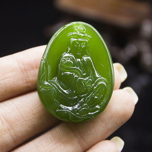 10% OFF- Certified Natural Jadeite Emerald Jade Guanyin Pendant《Grade A》