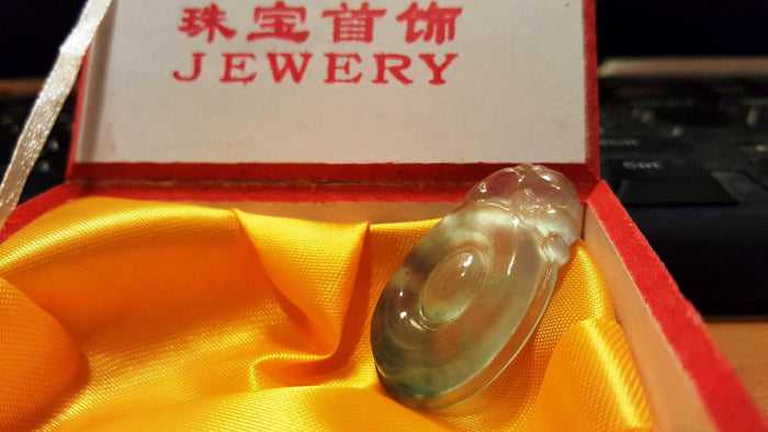 10% OFF- Certified Natural Myanmar Icy Jadeite Emerald Jade Tablet Translucent Dragon Pendant《Grade A》