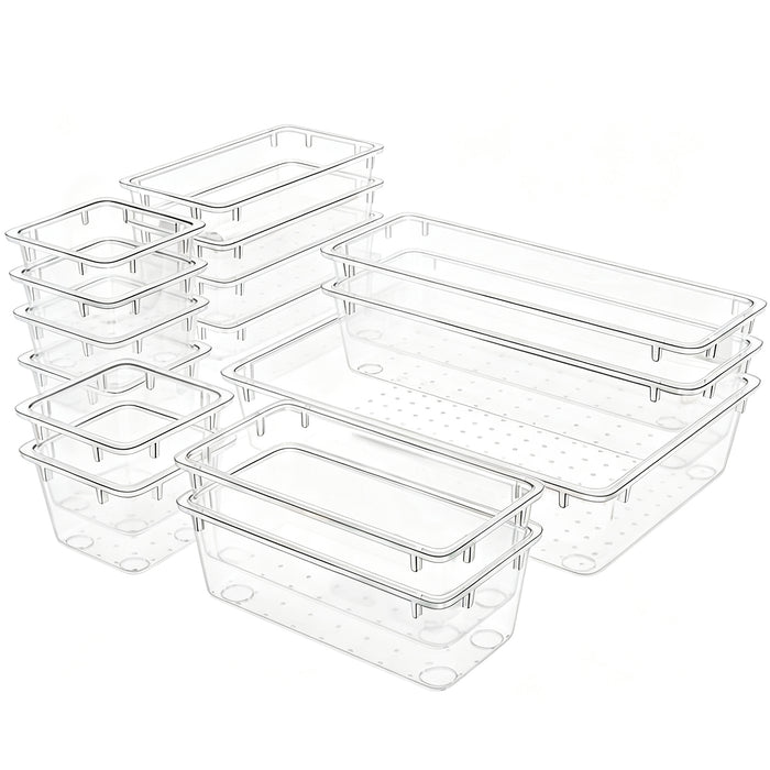 15-Piece Clear Drawer Organizer Set