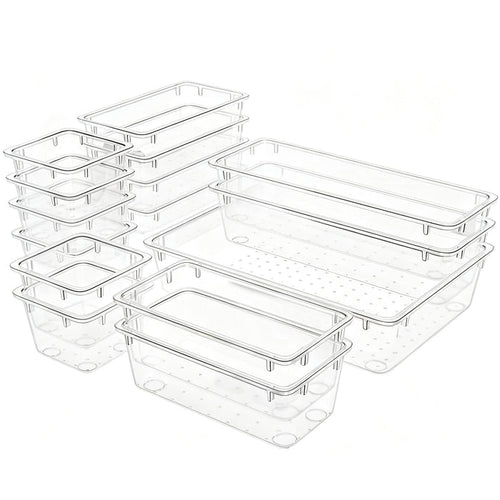 15-Piece Clear Drawer Organizer Set