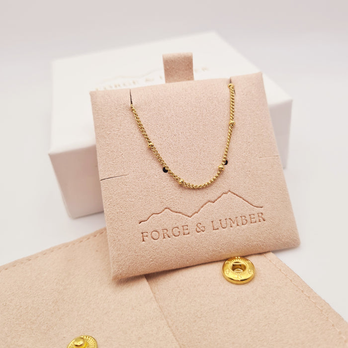 18K gold plated beaded bracelet with adjustable chain, tarnish-free and waterproof, by Forge and Lumber.