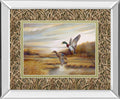 34x40 Mallards By Ruanne Manning And Mossy Oak Native Living - Mirror Framed Print Wall Art - Light Brown