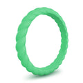 Trailside green 3mm braided silicone wedding band by Forge and Lumber, stackable design for active lifestyles.