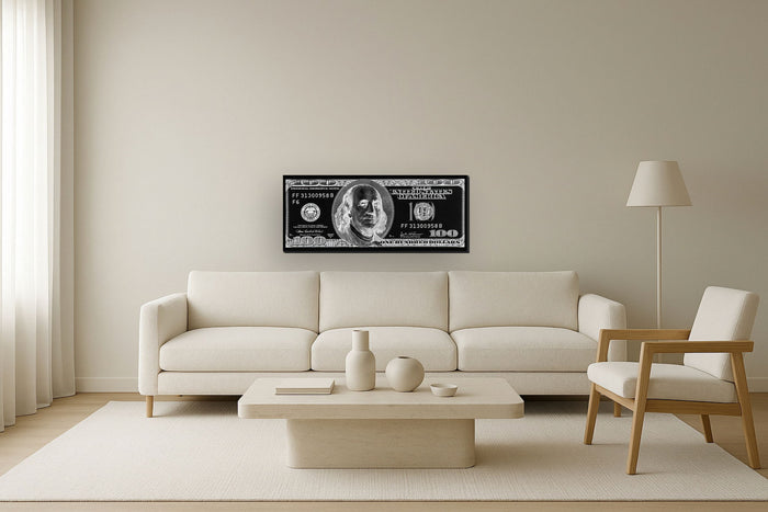 47x20 Giclee On Metalic - Black
