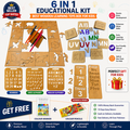6 in 1 Wooden Learning Kit for Kids (Urdu + English + Math) – Screen Free Educational Toy