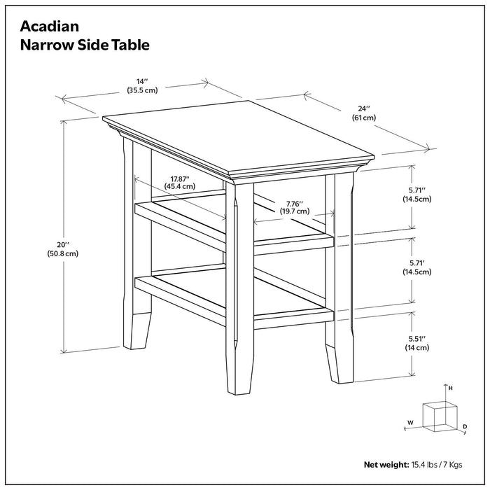 Acadian - Narrow Side Table - Rustic Brown
