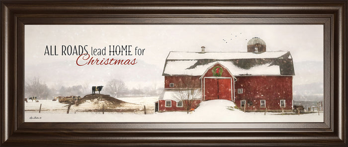 All Roads Lead Home For Christmas By Lori Deiter - Framed Print Wall Art - Beige