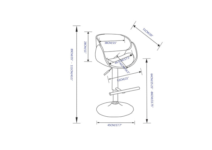 Amery - Mid Century Modern Adjustable Swivel Bar Stool