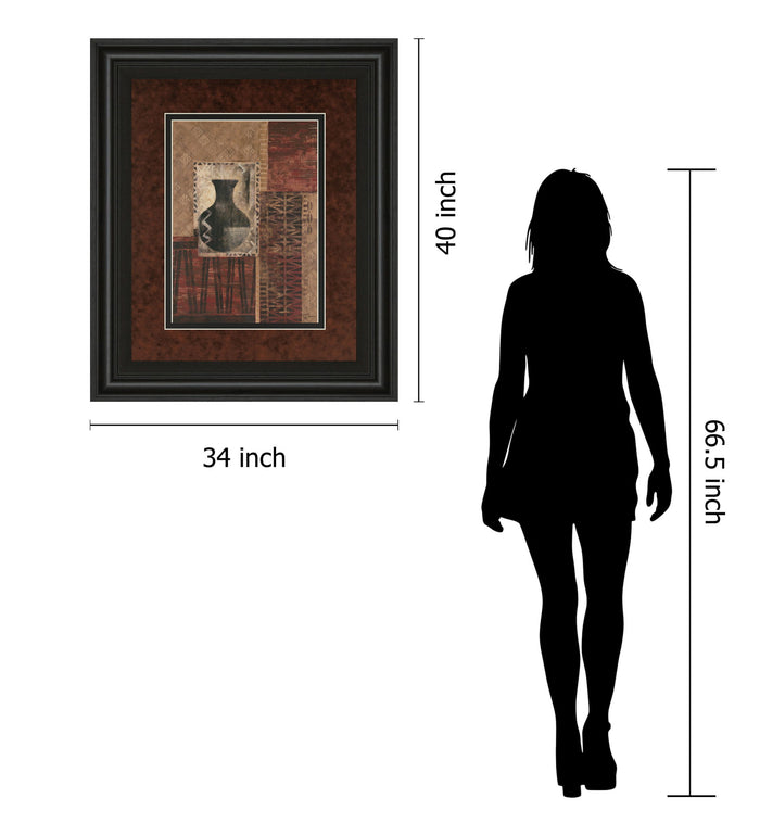Artifact Revival I By Maria Donovan - Framed Print Wall Art - Dark Red