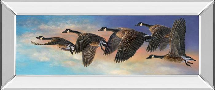 Ascent By Carolyn Mock - Mirror Framed Print Wall Art - Light Blue