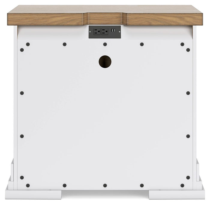 Ashbryn - Three Drawer Night Stand - White / Natural
