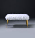 Bagley II - Faux Fur Bench - White / Gold