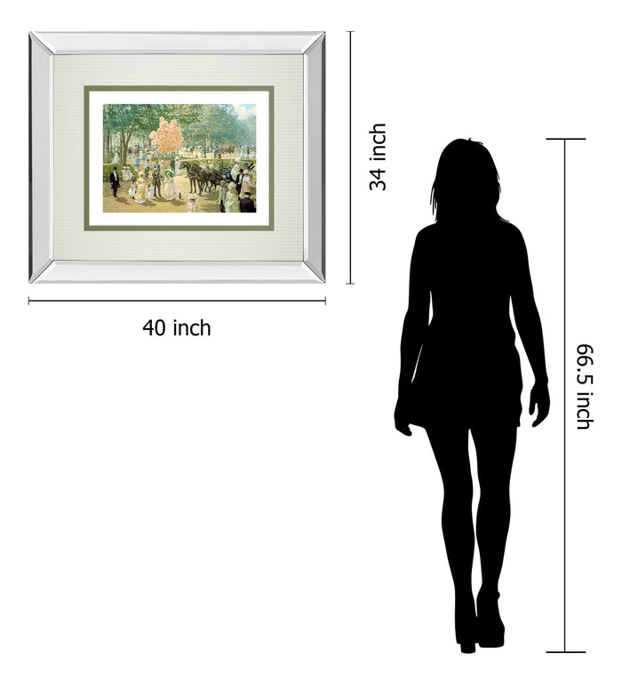 Balloon Seller By Alan Maley - Mirror Framed Print Wall Art - Green