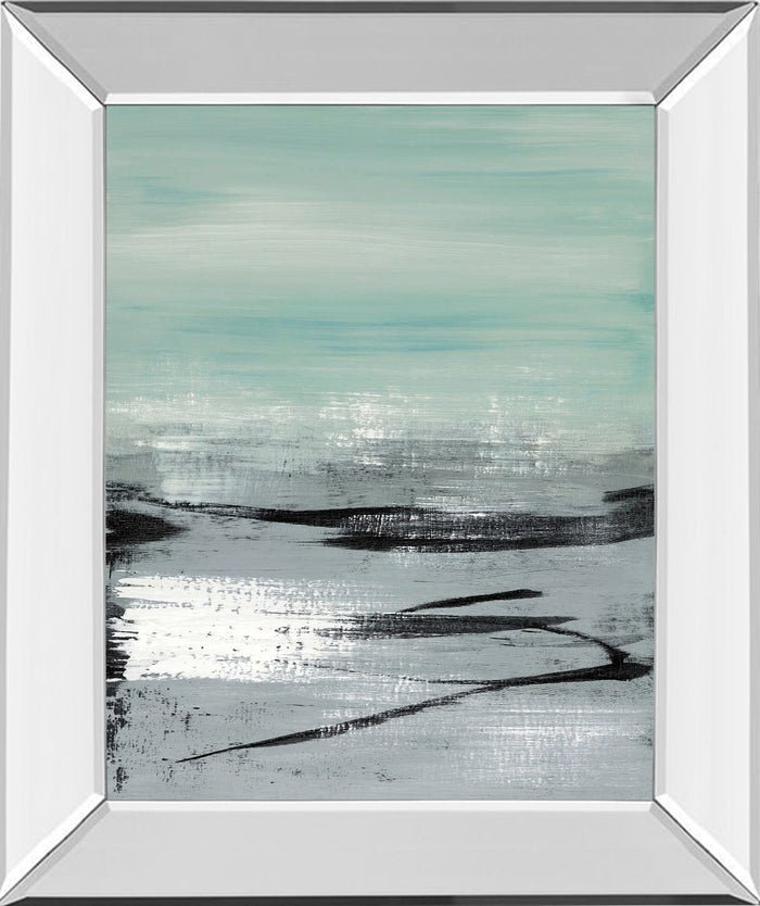 Beach Il By Heather Mcalpine - Mirror Framed Print Wall Art - Light Blue