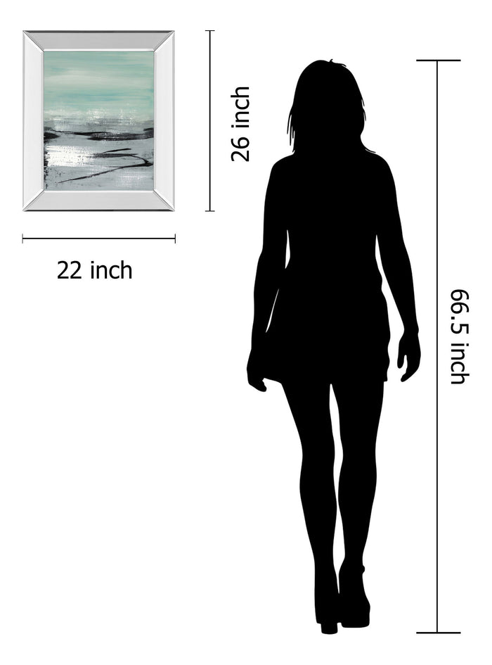 Beach Il By Heather Mcalpine - Mirror Framed Print Wall Art - Light Blue