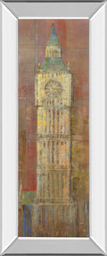 Big Ben By Longo - Mirror Framed Print Wall Art - Dark Red