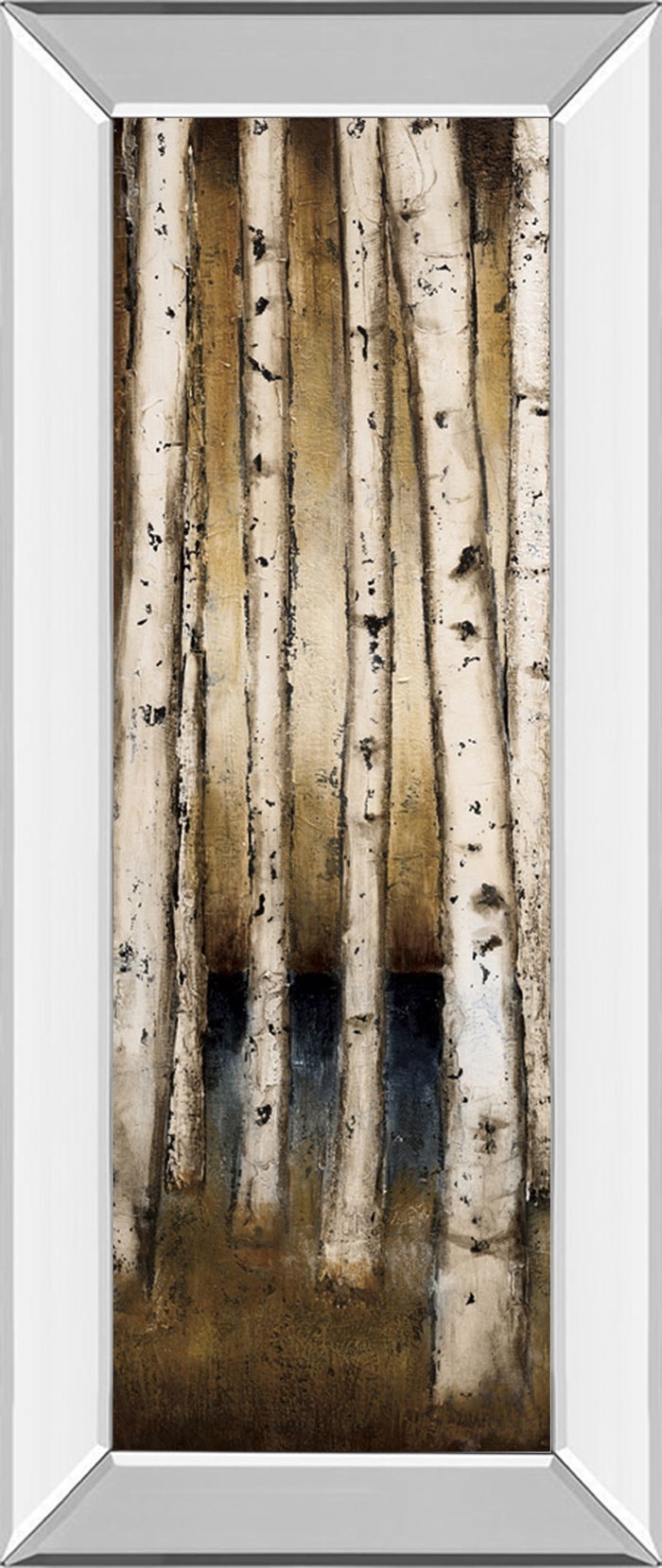 Birch Landing I By St Germain - Mirror Framed Print Wall Art - Beige
