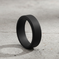 Black 8mm bevelled silicone wedding ring