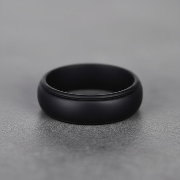 Black 8mm silicone wedding ring