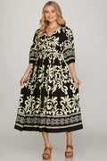 Black V Neck Woven Dress