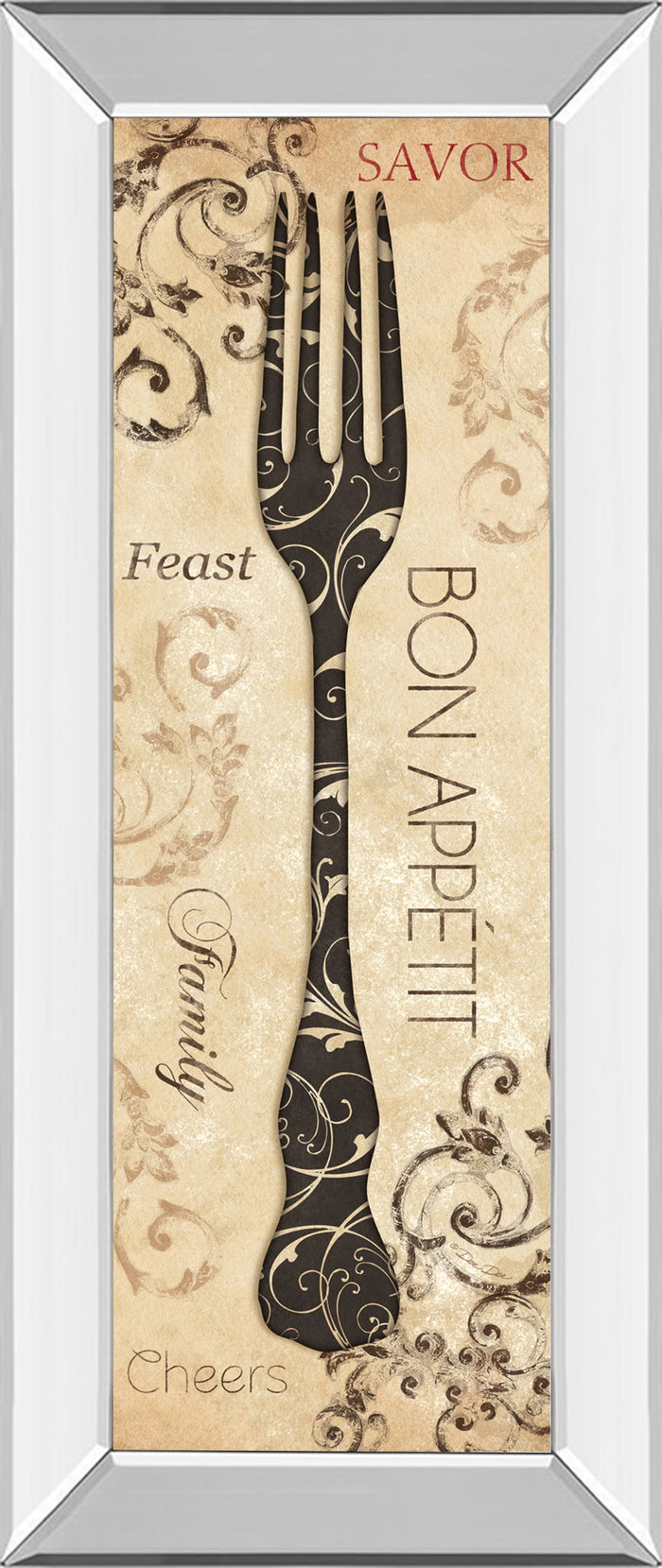 Bon Appetite By Dee Dee - Mirror Framed Print Wall Art - Beige