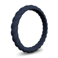 Midnight blue braided silicone wedding band, 3mm, stackable design by Forge and Lumber