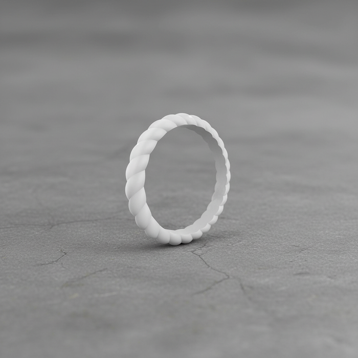 Granite grey 3mm braided stackable silicone ring