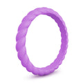 Braided silicone wedding band in pearlescent purple, 3mm stackable design by Forge and Lumber