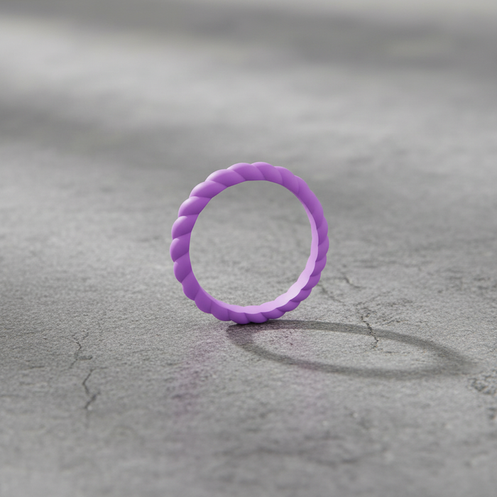 Pearlescent purple 3mm braided stackable silicone ring