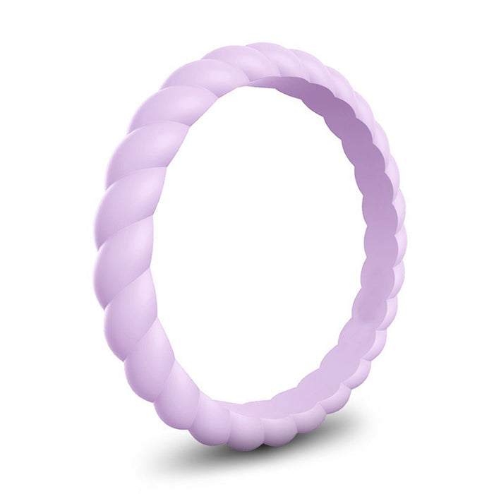 Braided blossom pink silicone wedding band, 3mm, stackable design by Forge and Lumber