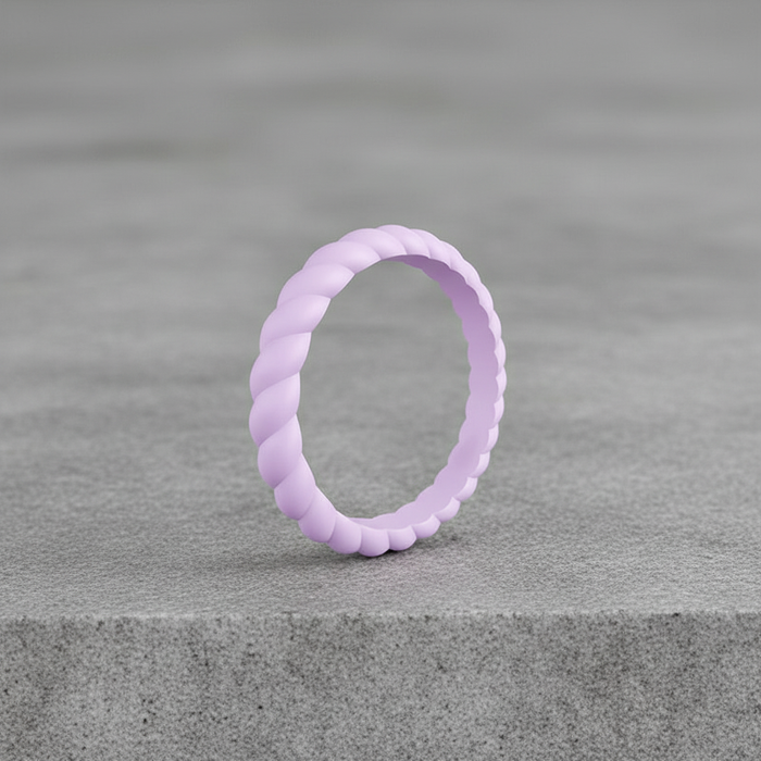 Blossom pink 3mm braided stackable silicone ring