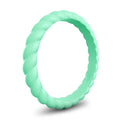 Meadow mint green braided silicone wedding band, 3mm width, stackable design by Forge and Lumber