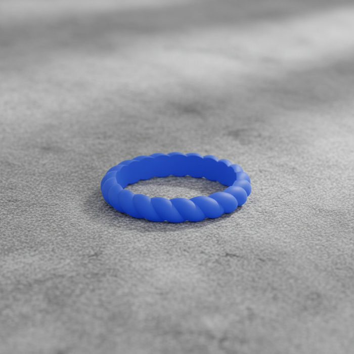 Bay blue 3mm braided stackable silicone ring
