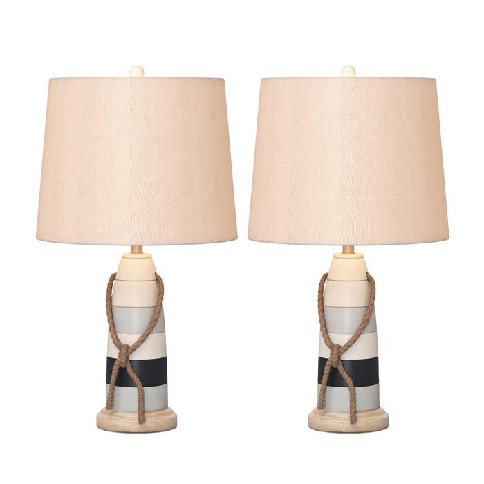 Buoy - Poly Coastal Table Lamp (Set of 2) - Blue / Navy / White by Lux Lighting, view 1