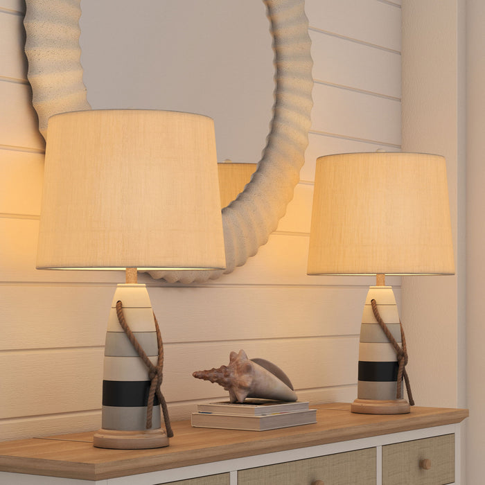 Buoy - Poly Coastal Table Lamp (Set of 2) - Blue / Navy / White
