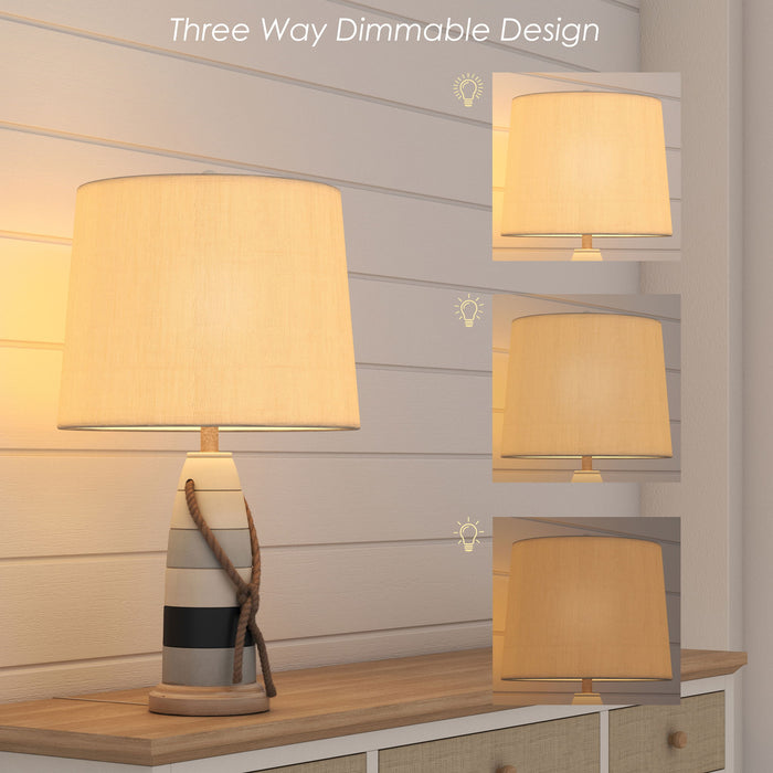 Buoy - Poly Coastal Table Lamp (Set of 2) - Blue / Navy / White