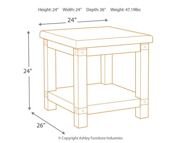Carynhurst - Rectangular End Table - White Wash Gray