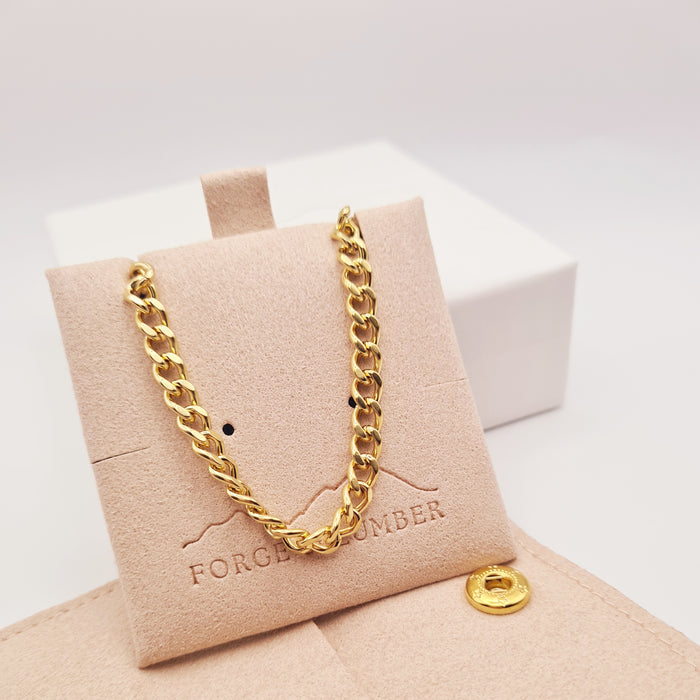 Chunky gold chain bracelet, 18K plated, waterproof, tarnish-free, adjustable design by Forge and Lumber.