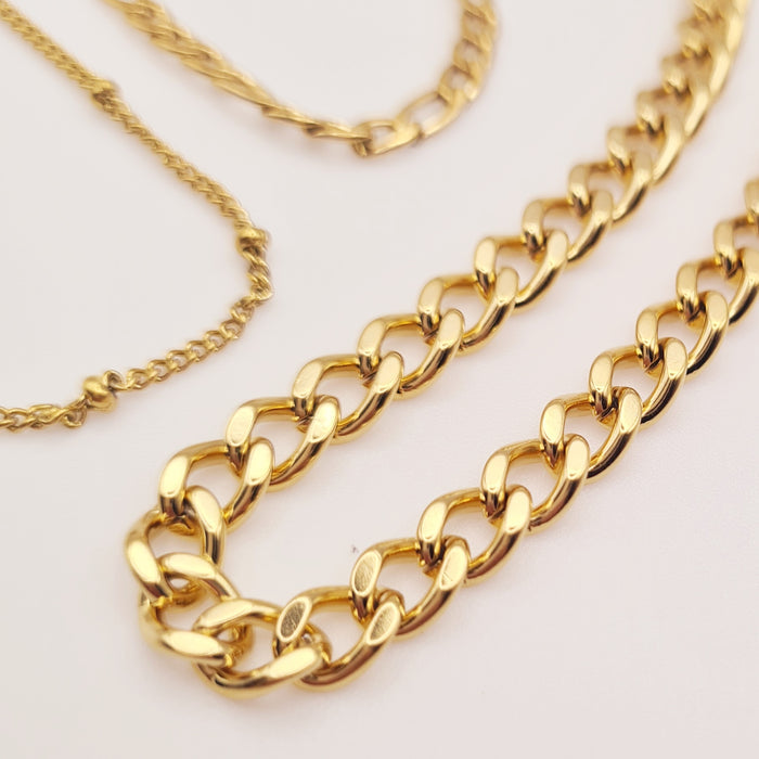 Chunky gold chain bracelet, 18K plated, adjustable, waterproof, tarnish-free by Forge and Lumber.