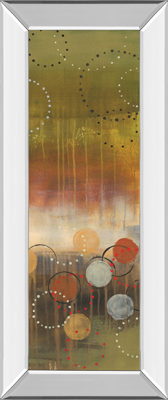 Circles In Panel Il By Jeni Lee - Mirror Framed Print Wall Art - Light Brown