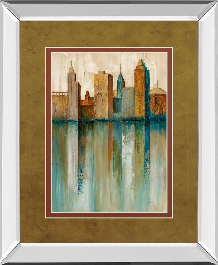 City View Il By Norm Olson - Mirror Framed Print Wall Art - Light Brown