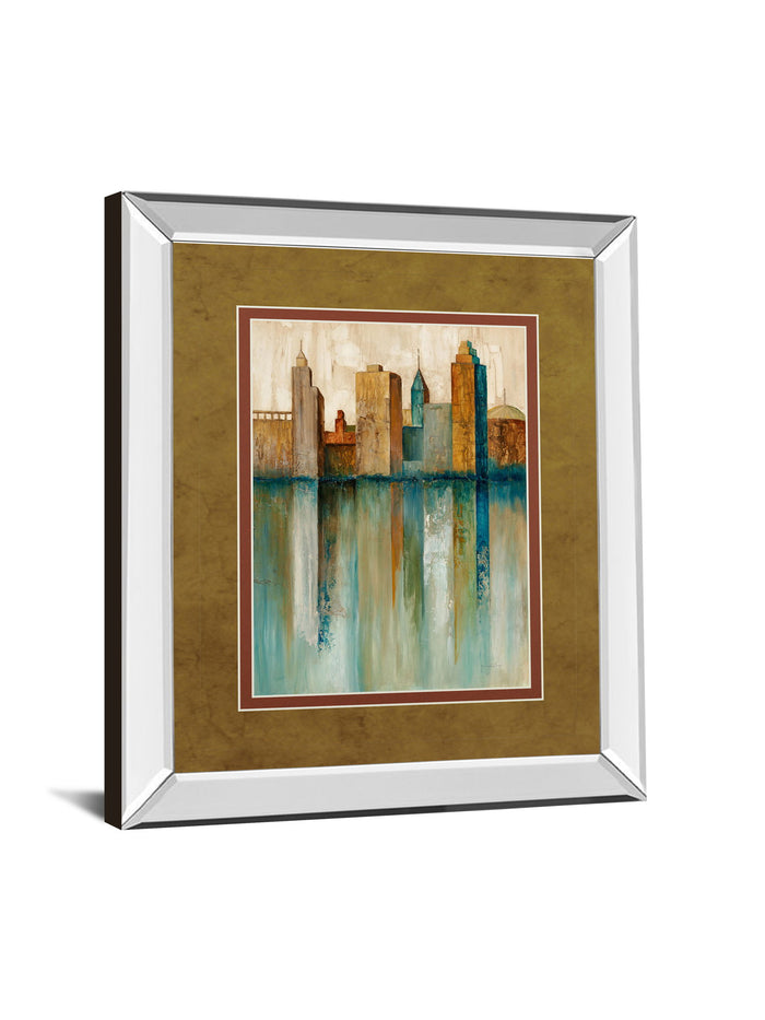 City View Il By Norm Olson - Mirror Framed Print Wall Art - Light Brown