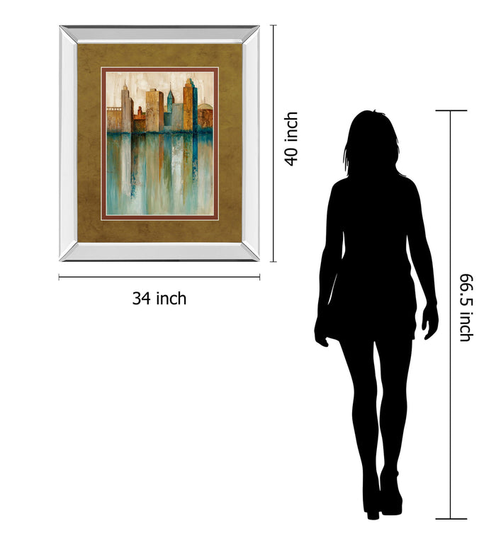 City View Il By Norm Olson - Mirror Framed Print Wall Art - Light Brown