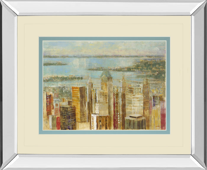 Cityscape By Longo - Mirror Framed Print Wall Art - Beige