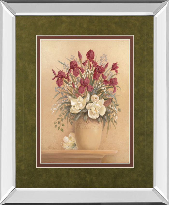 Classic Petal I By Gloria Eriksen - Mirror Framed Print Wall Art - Beige