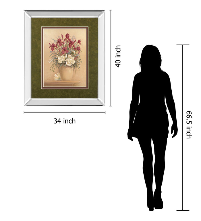 Classic Petal I By Gloria Eriksen - Mirror Framed Print Wall Art - Beige