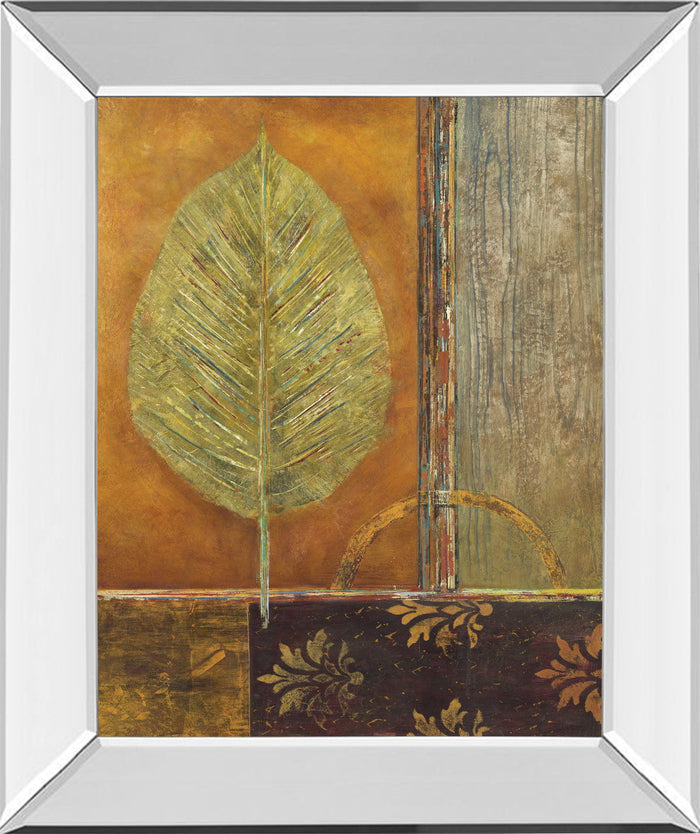Copper Leaf By Viola Lee - Mirror Framed Print Wall Art - Light Brown