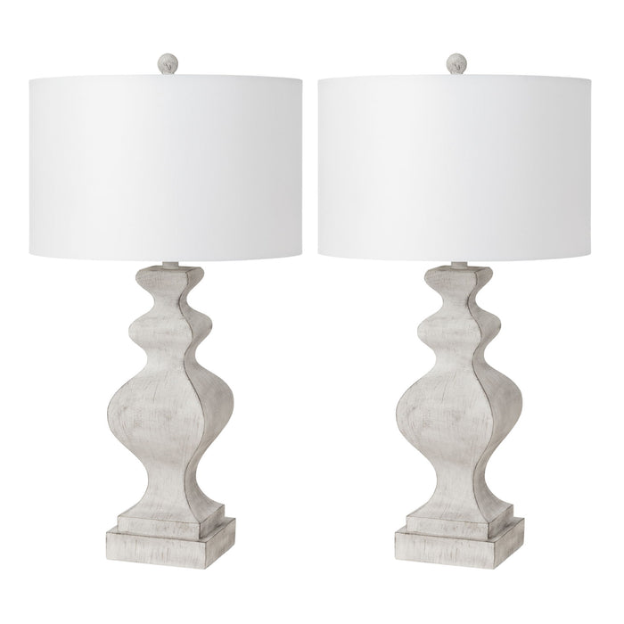 Cyrus - Farmhouse Polyresin Table Lamp With USB (Set of 2) - Distressed White by Lux Lighting, view 1